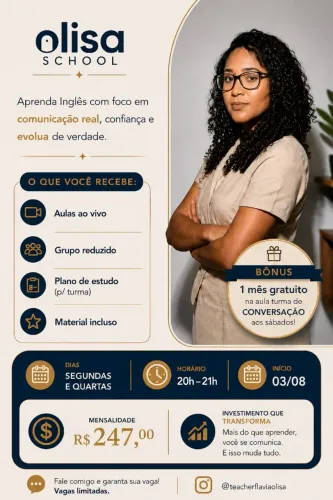 Turma Iniciante (A1) - Segundas e Quartas - 20h-21h - Preço acessível e resultado certo!