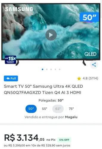 Televisão Samsung 50 polegadas nova