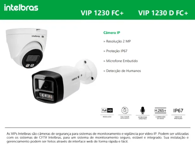 Câmera dome com Full Color Plus - VIP 1230 D FC+ 2 peças
