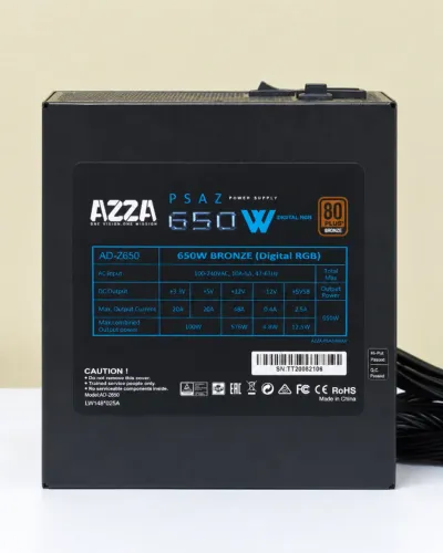 Fonte AZZA 80 Plus 650W
