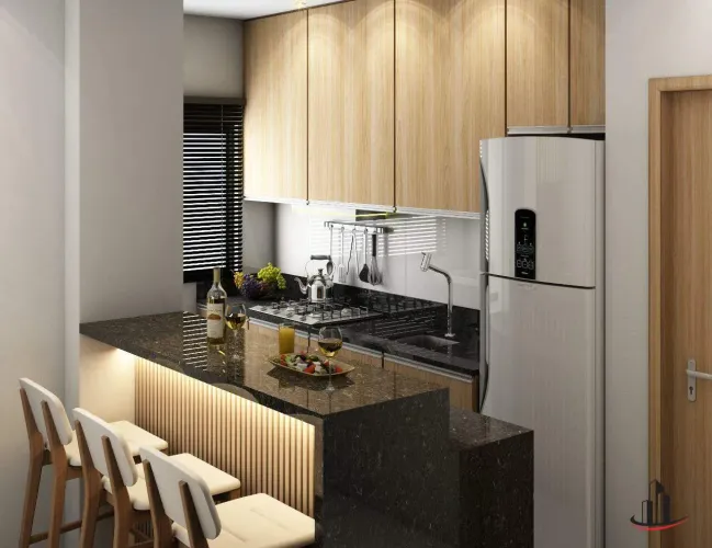 Apartamento 2 Quartos, 1 suíte, área gourmet, cozinha americana, 1 vaga