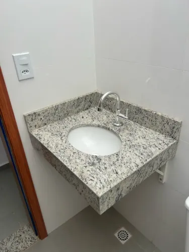 Bancada banheiro pia completa pedra granito