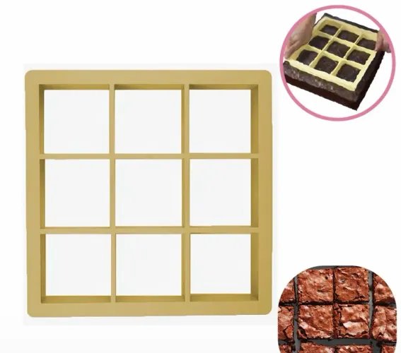 Cortador de brownie/bolos quadrado 9 cavidades 5x5 cm