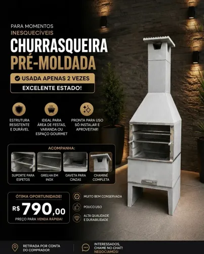 Churrasqueira Pré moldada completa - usada apenas 2 vezes - Excelente estado