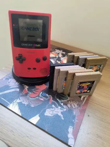 LOTE GAME BOY COLOR VERMELHO MAIS 9 CARTUCHOS
