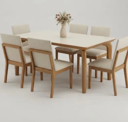 Mesa de jantar 1,60x0,90 com 6 cadeiras