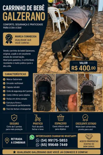 Vende se carrinho de bebê em ótimo estado , usado apenas 4 vezes.