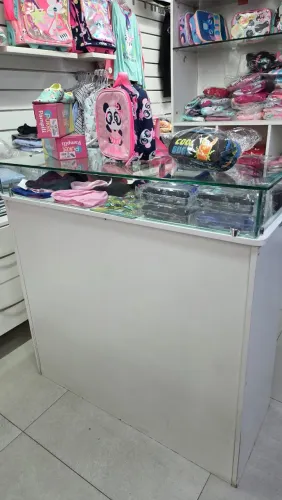 Balcão Vitrine MDF Branco com Vidro 100x41x103 cm