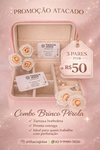 5 brincos pérolas por R$ 50