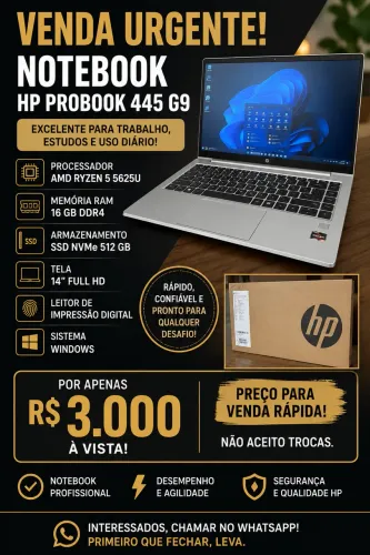 ? VENDA URGENTE ? NOTEBOOK HP PROBOOK 445 G9