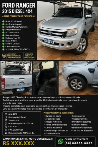 Ford Ranger XL 2.2 4X4 CD Diesel Mec. 2015