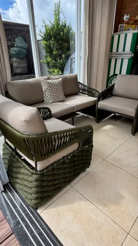 Sofa area externa interna alumínio trico enchimento corda nautica