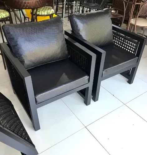 2 Poltronas Area Externa em Alumínio e Corda Náutica com Estofado