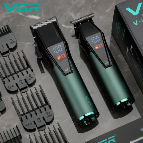 Kit profissional Barbeiro VGR máquina de corte + máquina de acabamento/3hrs bateria 