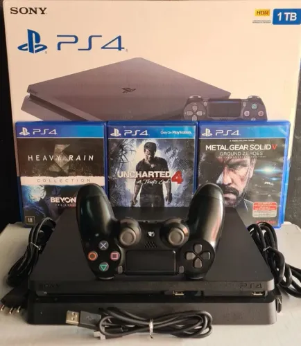 PS4 SLIM 1TB (SEMI-NOVO NA CAIXA) C/ GARANTIA DE 3 MESES_ SOMOS LOJA FÍSICA EM CAXIAS