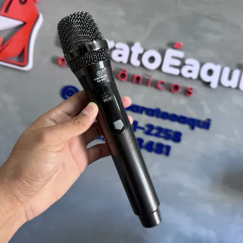 Kit Microfone Sem Fio Kapbom UHF - 2 Microfones Recarregáveis com Alcance de 50m