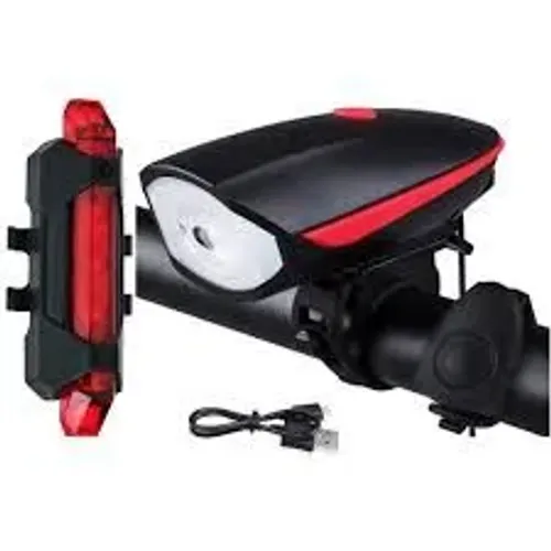 Kit farol bike recarregável com buzina -frete gratis 