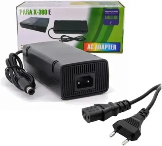 Fonte de Alimentação Ac Bivolt Compatível com Xbox 360-E Super Slim 1 Pino + Cabo de Energ