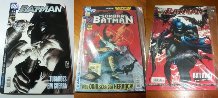 Lote com 3 edições de revistas do Batman mensais da Panini