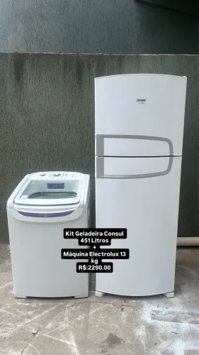 Kit geladeira + máquina de lavar roupas