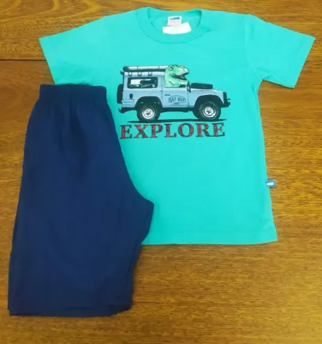 Camiseta Infantil Com Bermuda Dinossauro