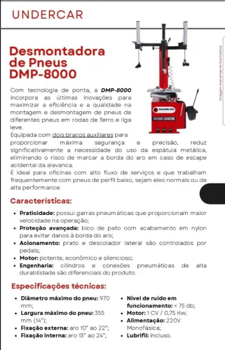 Desmontadora com dois braços auxiliares machine-pro nova - até aro 24 