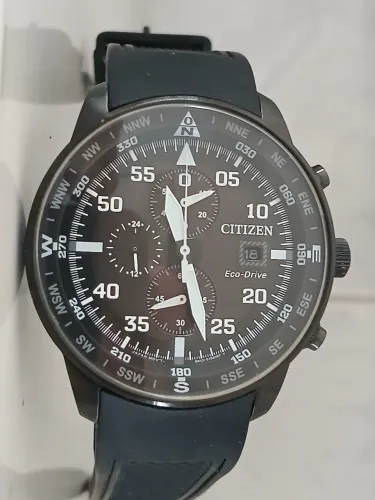Relógio original CITIZEN AVIADOR ECO-DRIVE CHRONOGRAPH 6 PONTEIROS. Exemplar de coleção