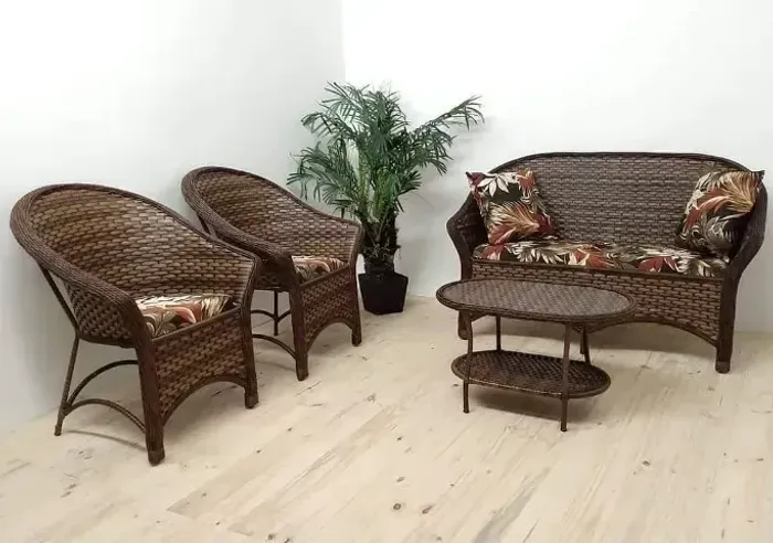 Conjunto de sofa Canela seca em fibra sintetica