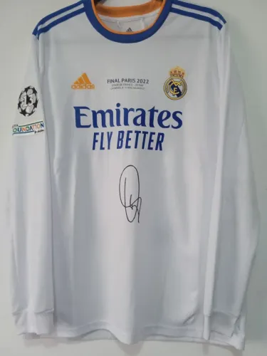 Camisa Real Madrid Final Champions League 21 / 22 #20 Vini Jr Autografada Certificada