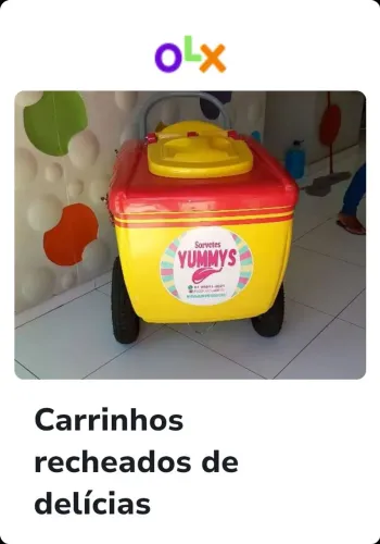 Carrinho recheado de sorvetes, Açaí e picolés. 
