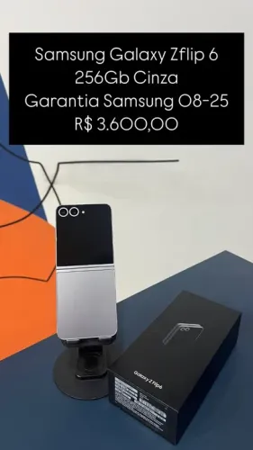 Samsung Galaxy Zflip 6 256Gb Cinza Garantia Samsung + Seguro 08-25 R$ 3.600,00 | Semi Novo