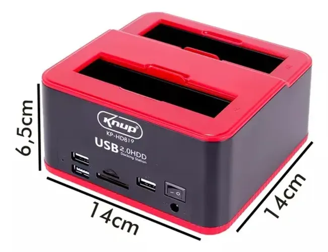 Case Knup Dock Station Para HD Sata 2,5 ou 3,5 SD Card e Pendrives USB 2.0