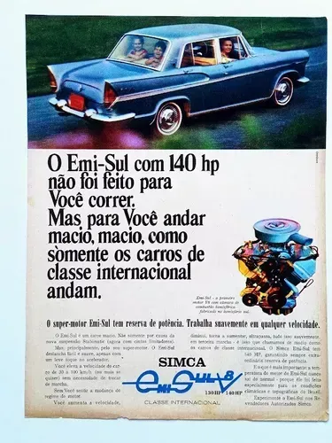 Simca Chambord, Rallye, Emi-Sul - Propaganda original de revista de época