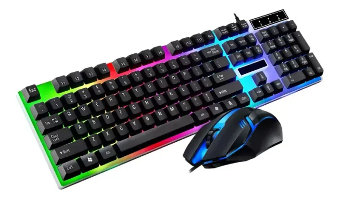 Kit Teclado Mouse Gamer Usb Led Rgb Abnt2 Sensação Mecânico