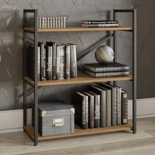 Estante Baixa 3 Prateleiras  Freijó/Preto Fosco_KAPPESBERG