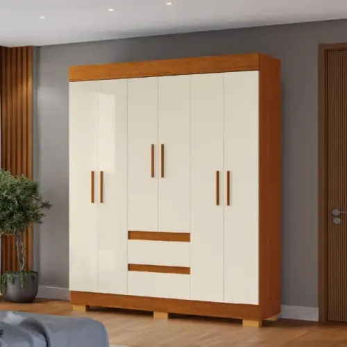 Guarda Roupa 06 Portas Maya com Pés (Novo)