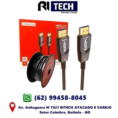 Cabo Hdmi 2.1 Fibra Óptica 50m 8k 60hz Ultra Hd 48gbps Dados Ultrarrápido