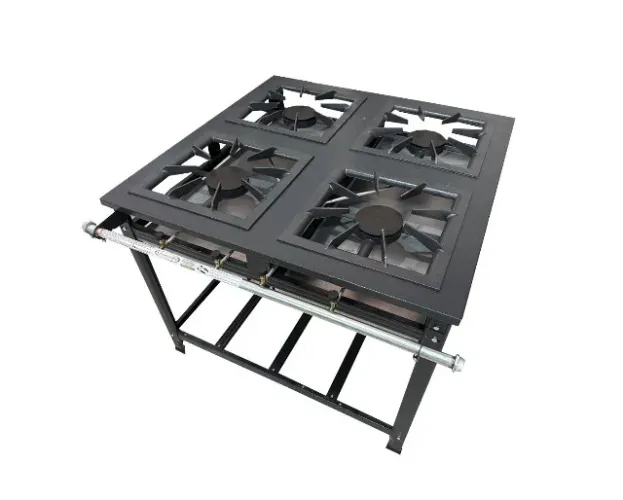 Fogão Industrial 4 Bocas 40x40 Perfil 7cm Alta Pressão + Kit Mangueira