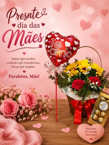 Buquê de Flores + Ferrero Rocher + Balão e Mensagem. 