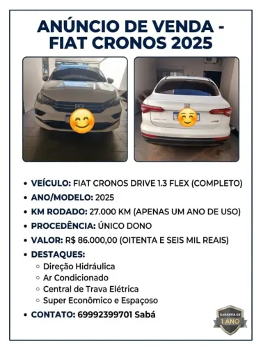 Fiat Cronos Drive 1.3 8V Flex 2025
