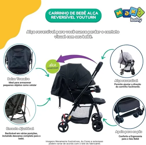 Carrinho de bebê alça reversível Youturn Maxi baby