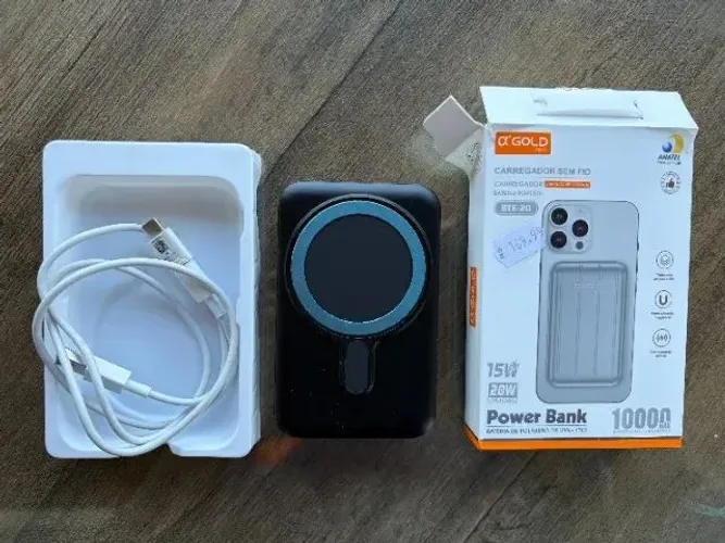 Power Bank 20W - 10.000 mAh, carregador sem fio BTE-20, pouco usado