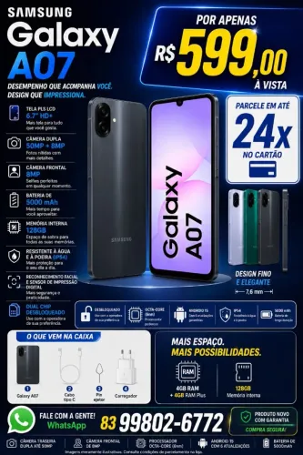 Smartphone Samsung galaxy A7 - Promoção - até 24x no cartão - 599 no pix
