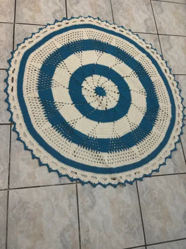 Tapete Redondo De Crochê Espiral - Artesanal / Novo