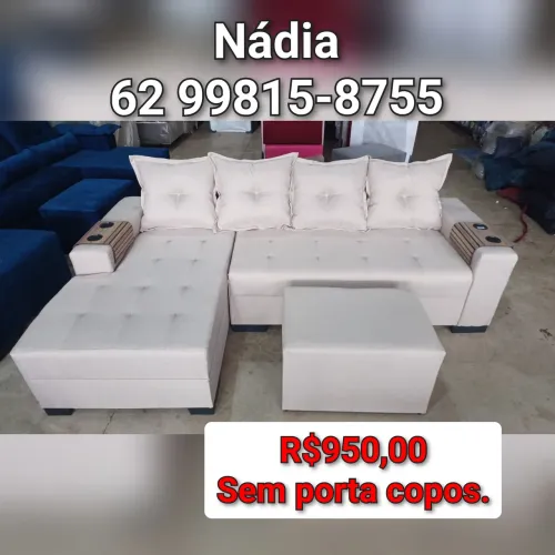 SOFÁ COM CHAISE 4 LUGARES VARIAS CORES