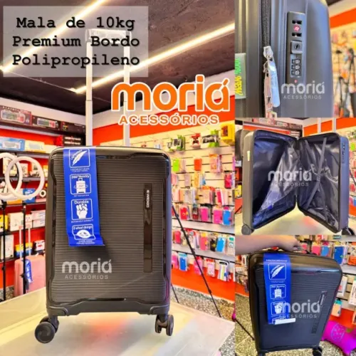 Mala 10kg Polipropileno Premium Nova Rodinha 360° graus Cadeado cor preta