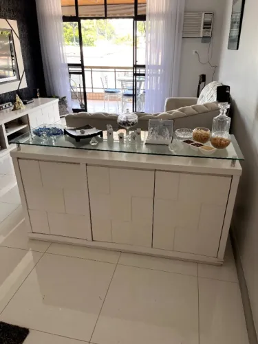 Mesa Buffet de 2 Portas + Gavetas (Vidro não Incluso)