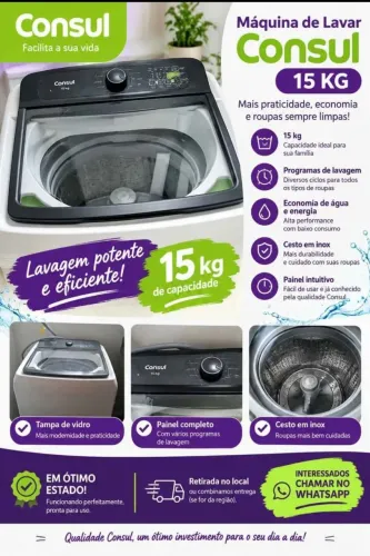 Máquina de lavar roupa Consul 15kg
