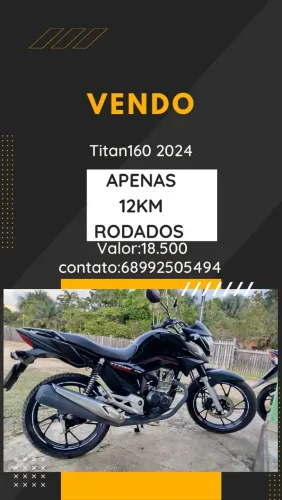 Moto Titan 160 2024 apenas 12mil km rodados moto revisada toda quitada sem multas 
