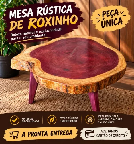 Mesa Rústica em roxinho